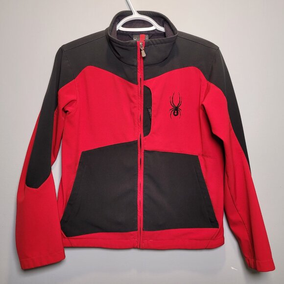 Boys' Spyder Softshell Jacket – Size L, Red/Black, Excellent Condition - Picture 1 of 4
